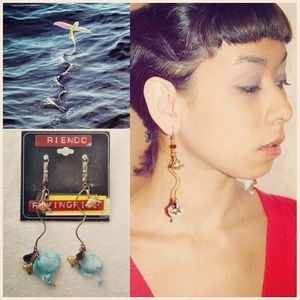 One of a kind flying fish dangle earrings